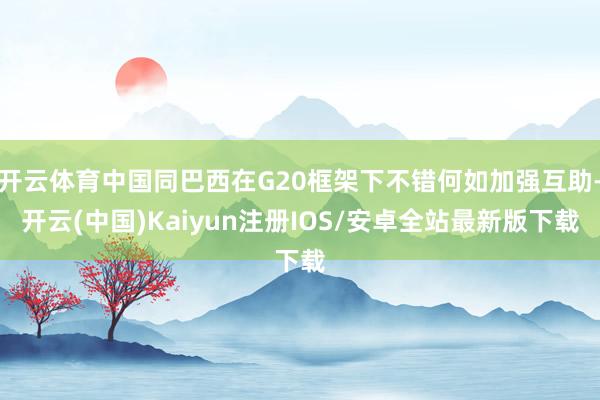 开云体育中国同巴西在G20框架下不错何如加强互助-开云(中国)Kaiyun注册IOS/安卓全站最新版下载