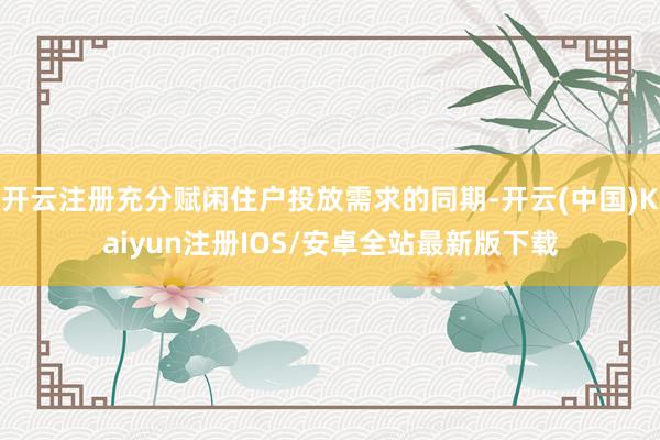 开云注册充分赋闲住户投放需求的同期-开云(中国)Kaiyun注册IOS/安卓全站最新版下载